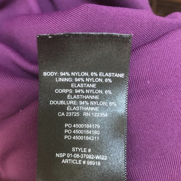 Aritzia Babaton Contour Squareneck Longsleeve Mini Dress Dewberry Purple 2XS - Picture 3 of 4